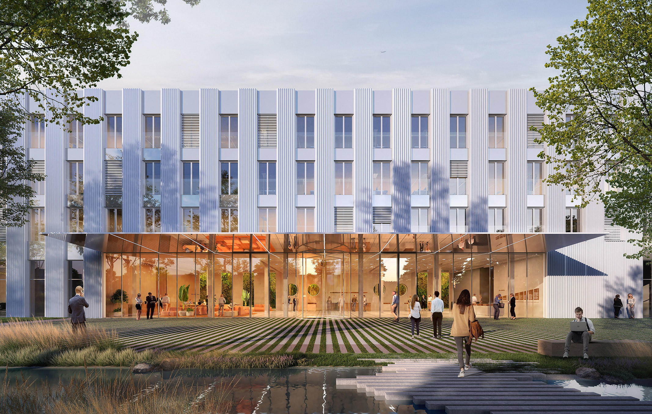 Entrance to the new headquarters of Körber Technologies GmbH.